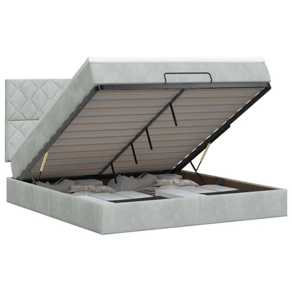 Letto ottomano con materasso Grigio Chiaro 180 x 200 cm Velluto | homemem39