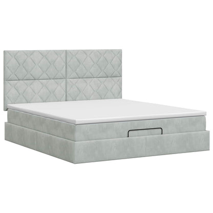 Letto ottomano con materasso Grigio Chiaro 180 x 200 cm Velluto | homemem39
