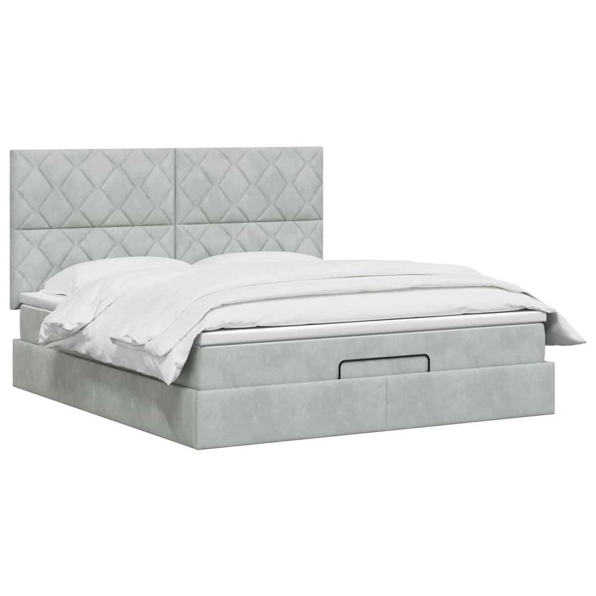 Letto ottomano con materasso Grigio Chiaro 180 x 200 cm Velluto | homemem39