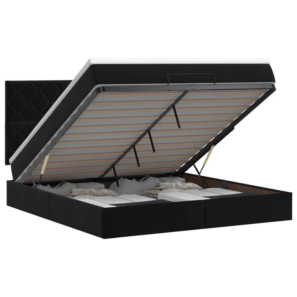Letto ottomano con materasso Nero 180 x 200 cm Velluto | homemem39
