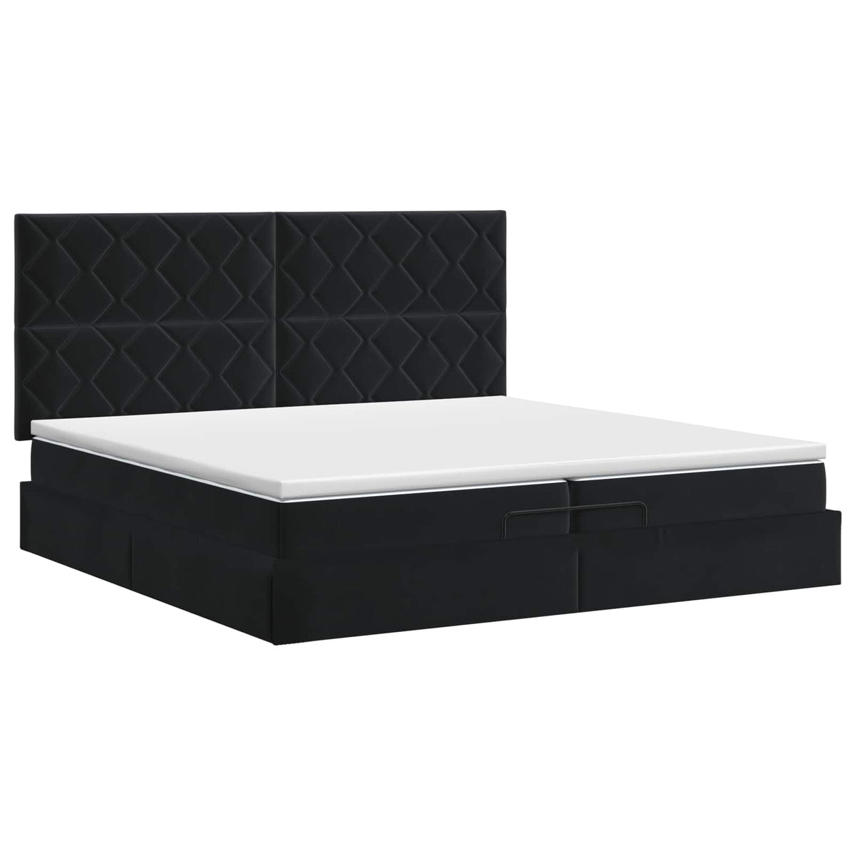 Letto ottomano con materasso Nero 200 x 200 cm Velluto | homemem39