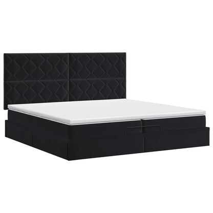 Letto ottomano con materasso Nero 200 x 200 cm Velluto | homemem39