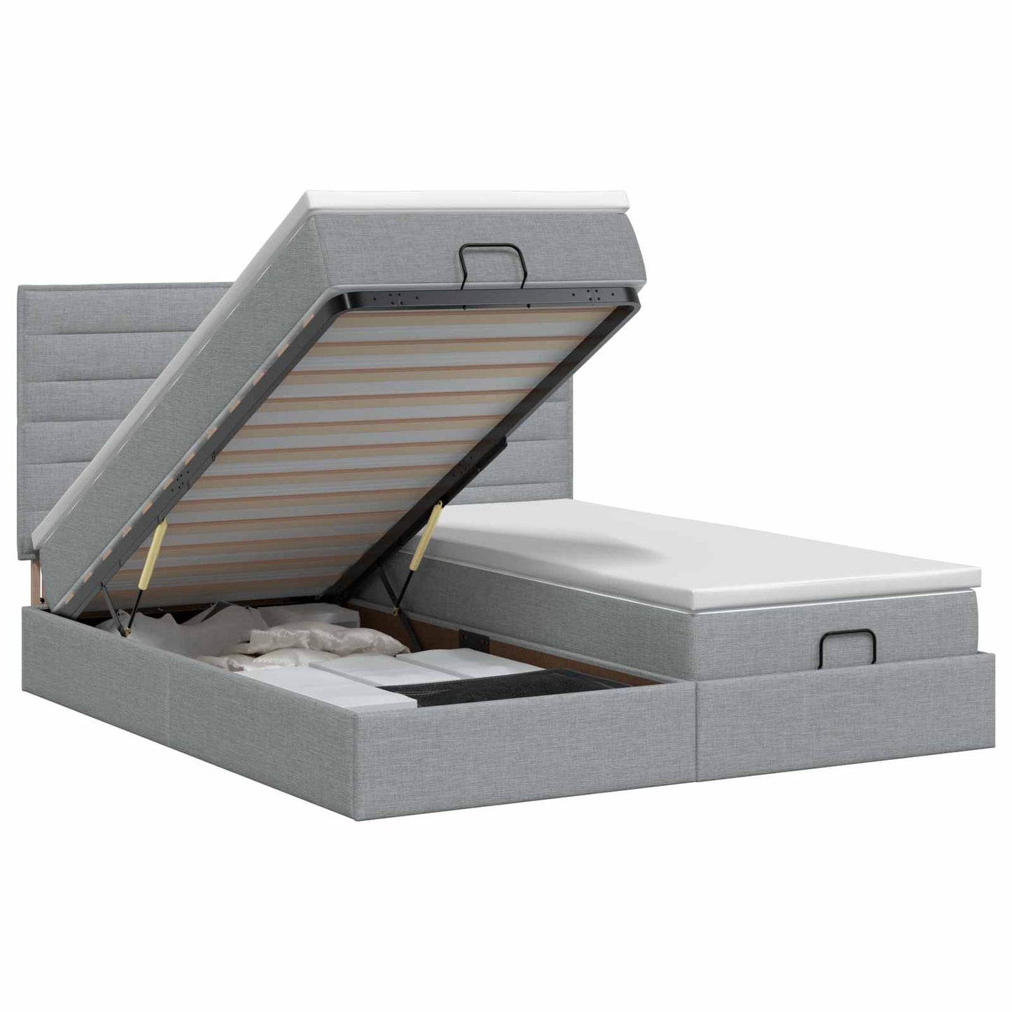 Letto ottomano con materasso 2 pz Grigio Chiaro Tessuto