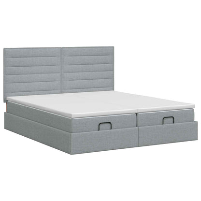 Letto ottomano con materasso 2 pz Grigio Chiaro Tessuto