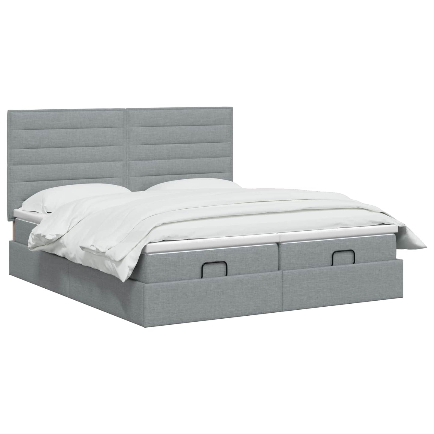 Letto ottomano con materasso 2 pz Grigio Chiaro Tessuto
