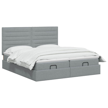Letto ottomano con materasso 2 pz Grigio Chiaro Tessuto
