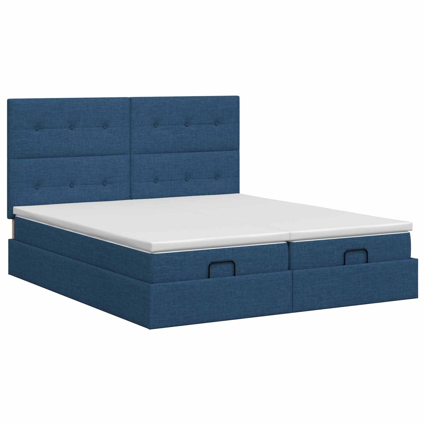 Letto ottomano con materasso con testiera 2 pz Blu Tessuto | homemem39