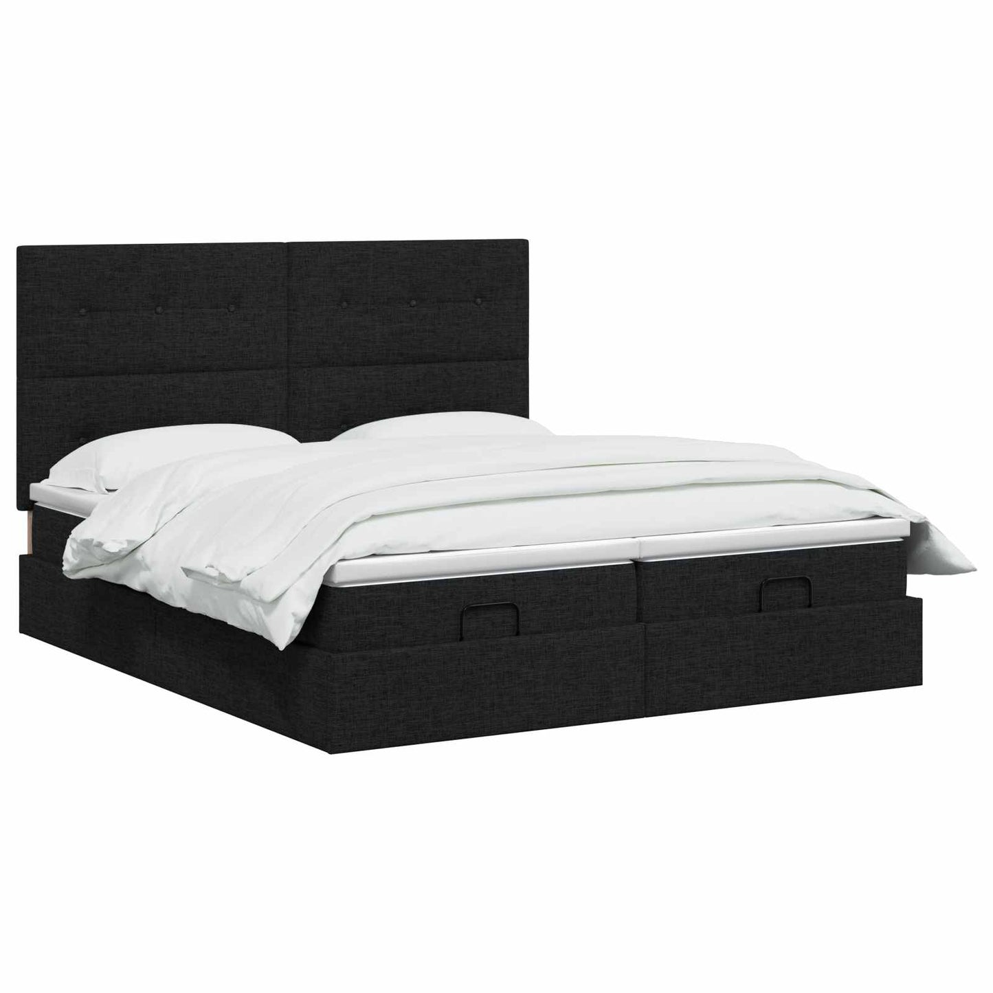 Letto ottomano con materasso con testiera 2 pz Nero Tessuto | homemem39