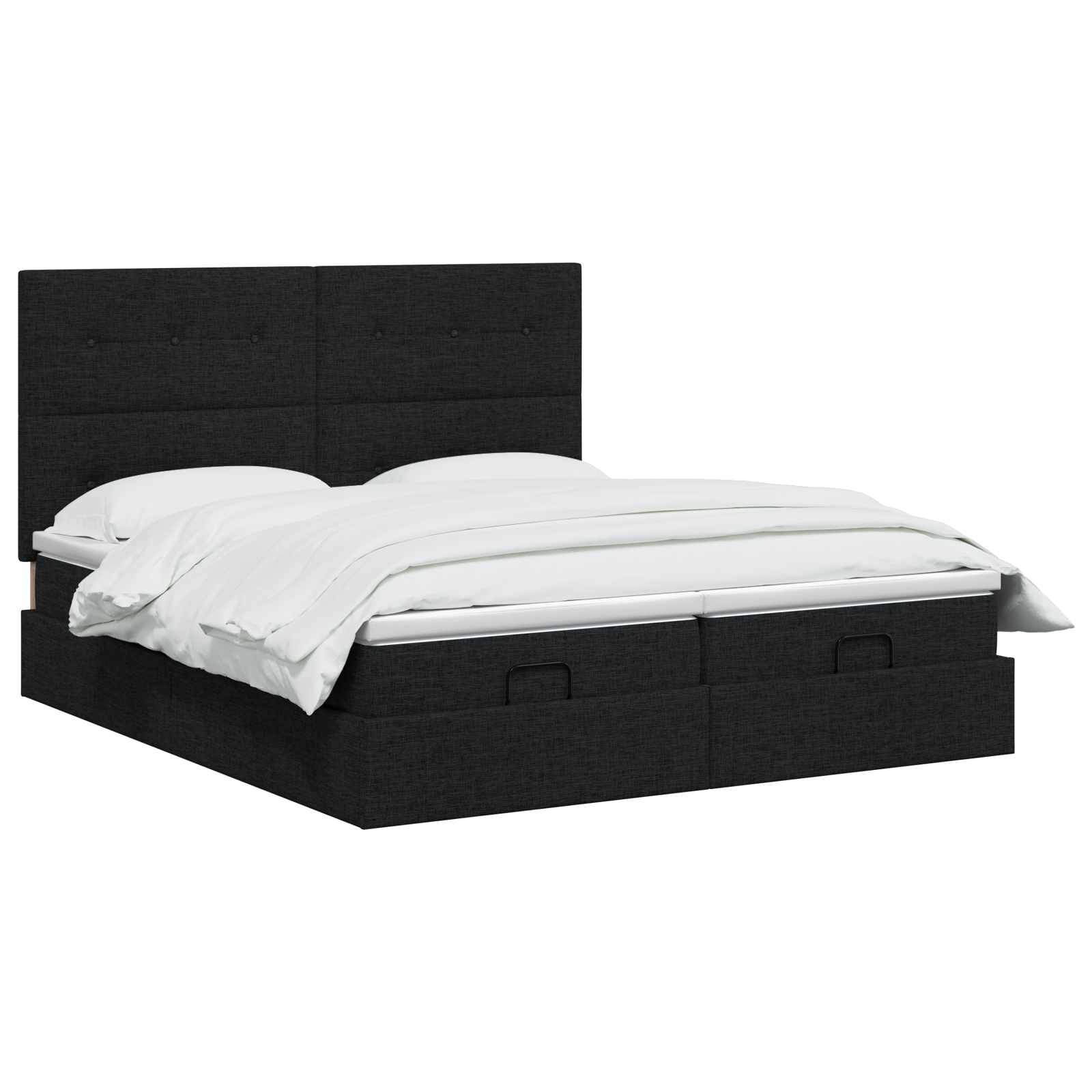Letto ottomano con materasso con testiera 2 pz Nero Tessuto | homemem39
