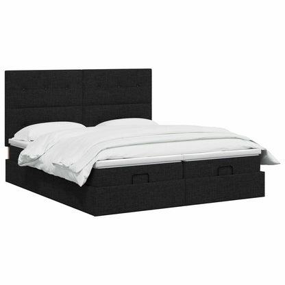 Letto ottomano con materasso con testiera 2 pz Nero Tessuto | homemem39