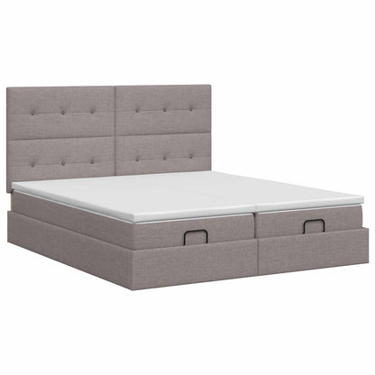 Letto ottomano con materasso con testiera 2 pz Tortora Tessuto | homemem39