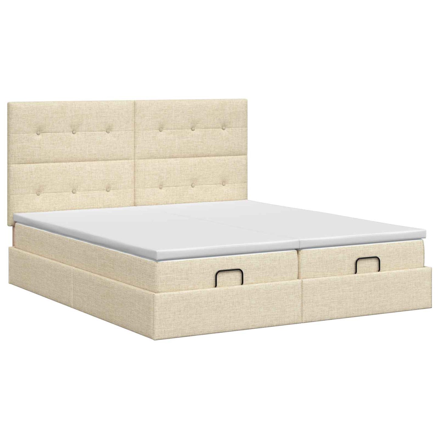 Letto ottomano con materasso con testiera 2 pz Crema Tessuto | homemem39