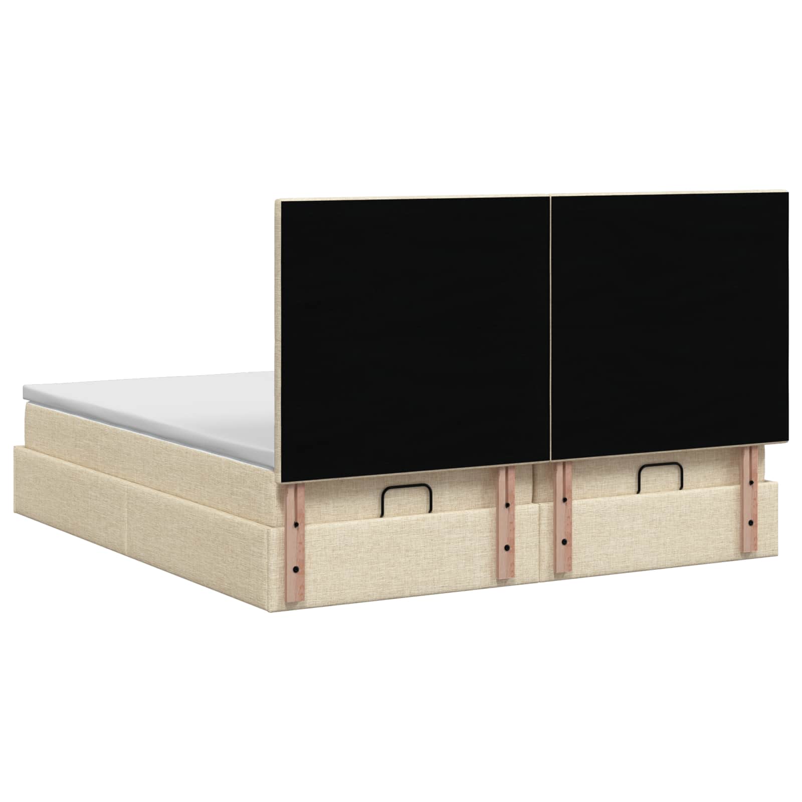 Letto ottomano con materasso con testiera 2 pz Crema Tessuto | homemem39