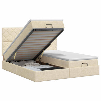 Letto ottomano con materasso con testiera 2 pz Tessuto