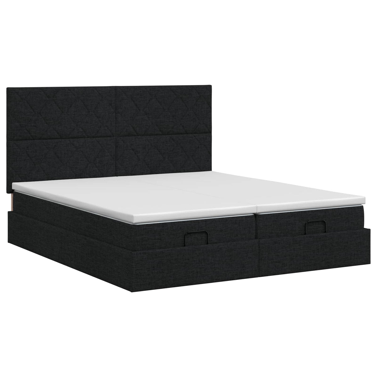 Letto ottomano con materasso con testiera 2 pz Nero Tessuto | homemem39