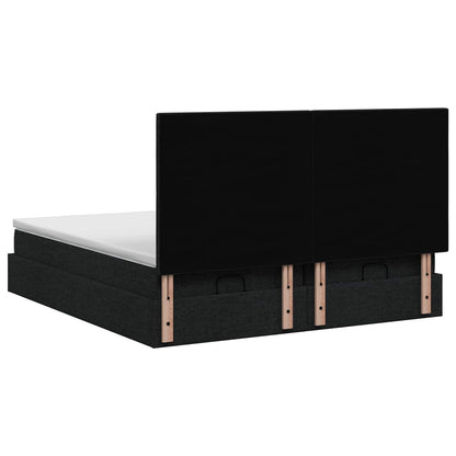 Letto ottomano con materasso con testiera 2 pz Nero Tessuto | homemem39