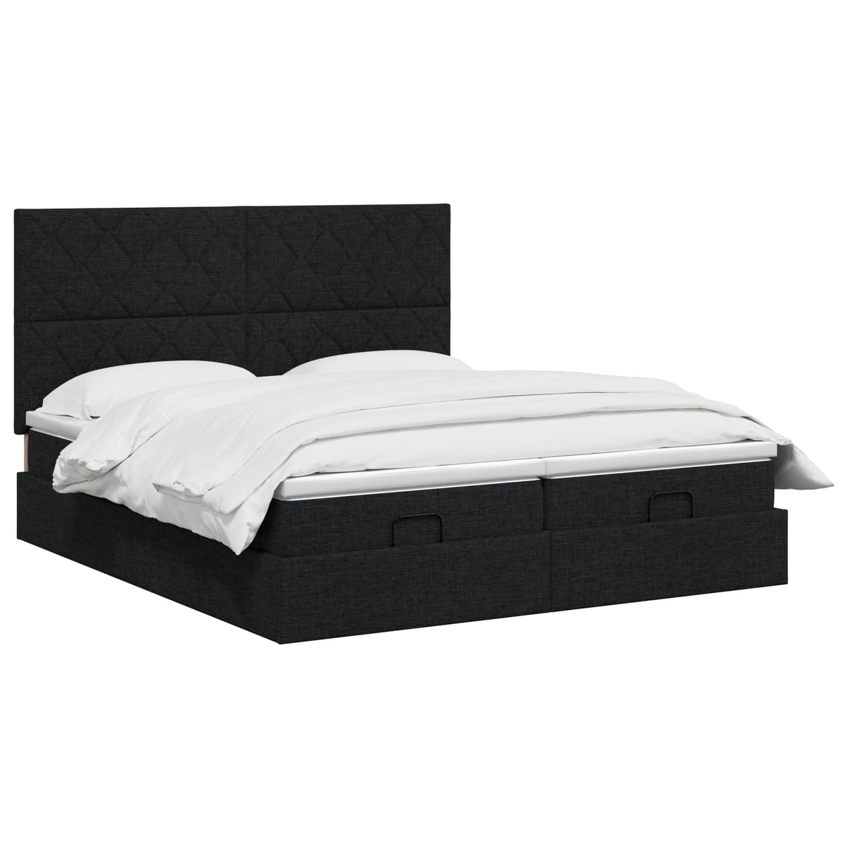 Letto ottomano con materasso con testiera 2 pz Nero Tessuto | homemem39