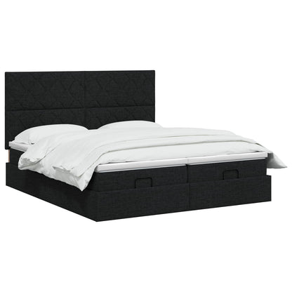 Letto ottomano con materasso con testiera 2 pz Nero Tessuto | homemem39