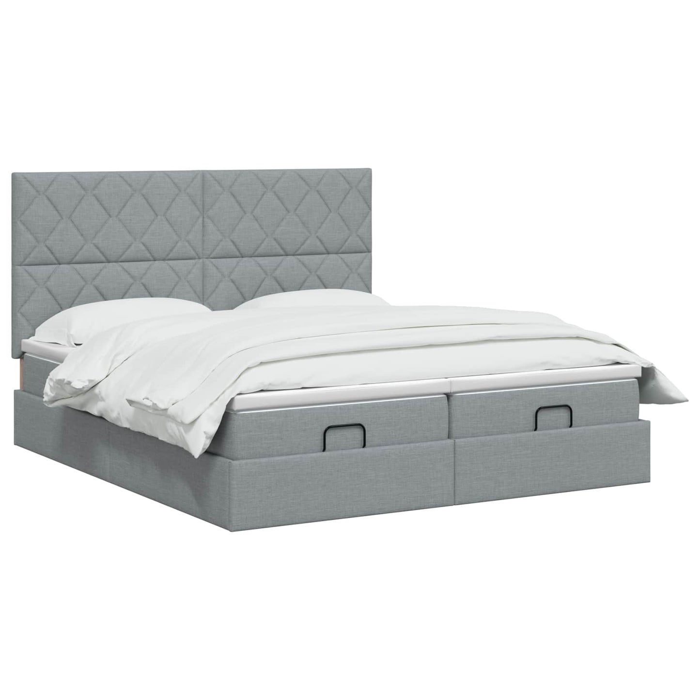 Letto ottomano con materasso 2 pz Grigio Chiaro Tessuto