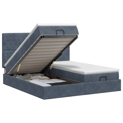 Letto ottomano con materasso 2 pz Grigio Scuro Velluto | homemem39