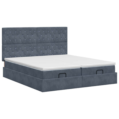 Letto ottomano con materasso 2 pz Grigio Scuro Velluto | homemem39