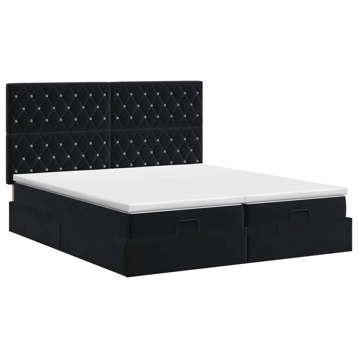 Letto ottomano con materasso con testiera 2 pz Nero Velluto | homemem39
