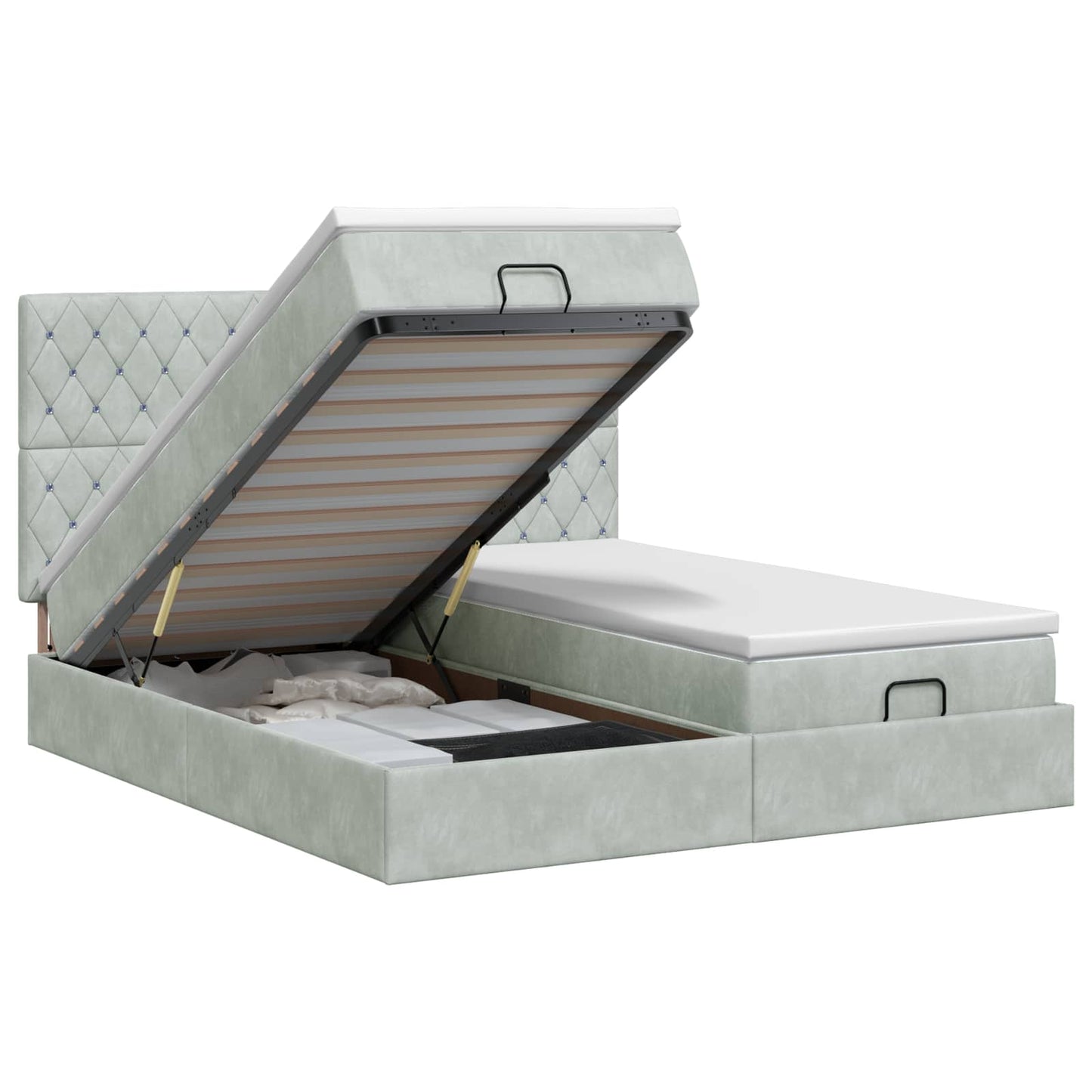 Letto ottomano con materasso 2 pz Grigio Chiaro Velluto