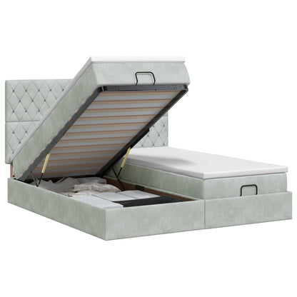 Letto ottomano con materasso 2 pz Grigio Chiaro Velluto