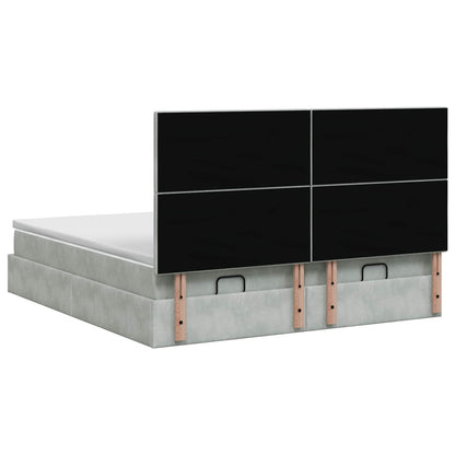 Letto ottomano con materasso 2 pz Grigio Chiaro Velluto