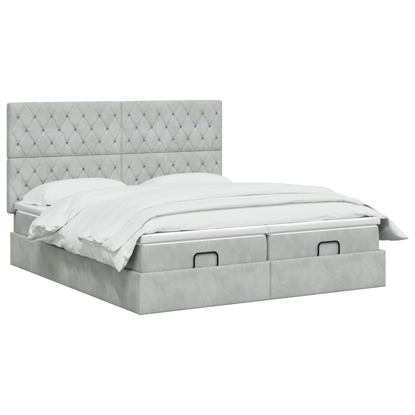 Letto ottomano con materasso 2 pz Grigio Chiaro Velluto