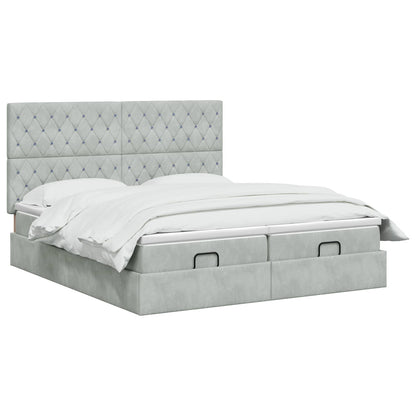 Letto ottomano con materasso 2 pz Grigio Chiaro Velluto