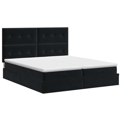 Letto ottomano con materasso con testiera 2 pz Nero Velluto | homemem39