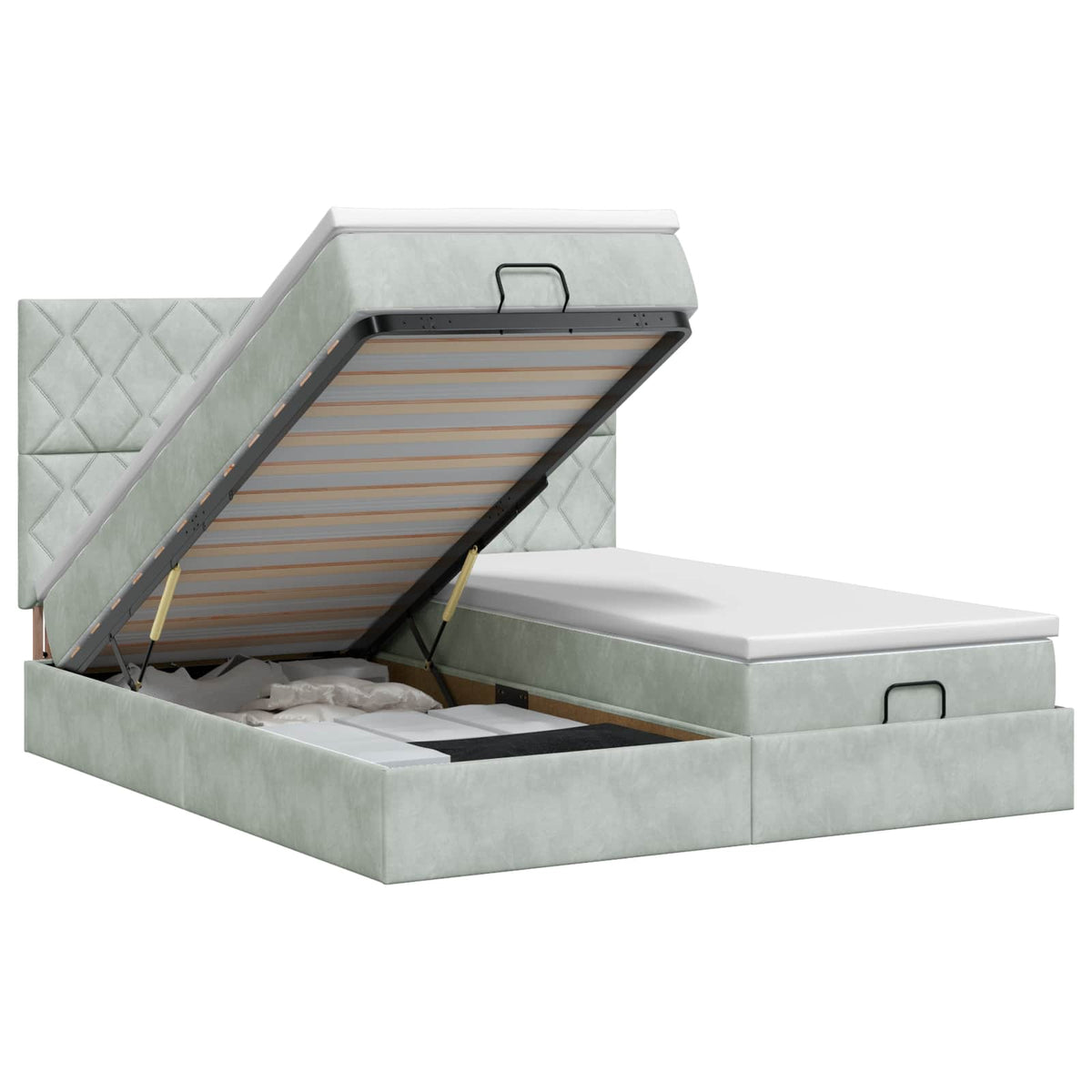 Letto ottomano con materasso 2 pz Grigio Chiaro Velluto | homemem39