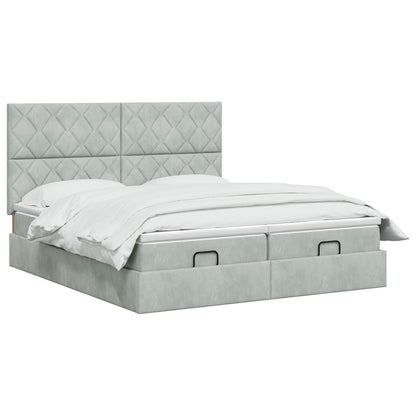Letto ottomano con materasso 2 pz Grigio Chiaro Velluto | homemem39