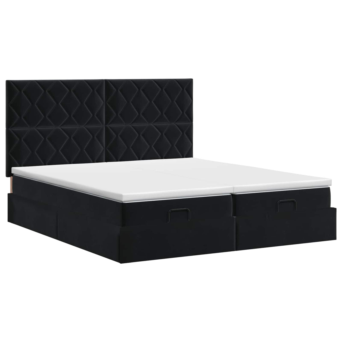Letto ottomano con materasso con testiera 2 pz Nero Velluto | homemem39