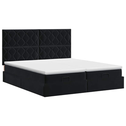 Letto ottomano con materasso con testiera 2 pz Nero Velluto | homemem39