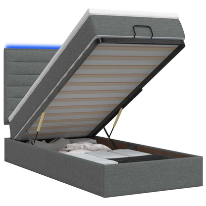 Letto Ottomano con Materasso e LED Grigio Scuro 80 x 200 cm