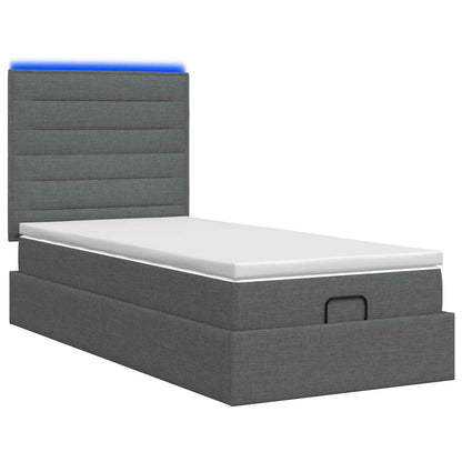 Letto Ottomano con Materasso e LED Grigio Scuro 80 x 200 cm