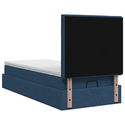 Letto Ottomano con Materasso e LED Blu 80 x 200 cm Tessuto