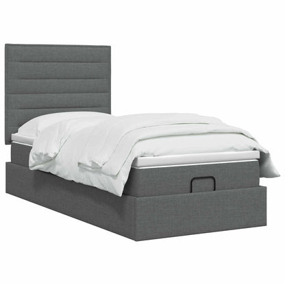 Letto Ottomano con Materasso e LED Grigio Scuro 100 x 200 cm