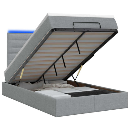 Letto Ottomano con Materasso e LED Grigio Chiaro 120 x 200 cm