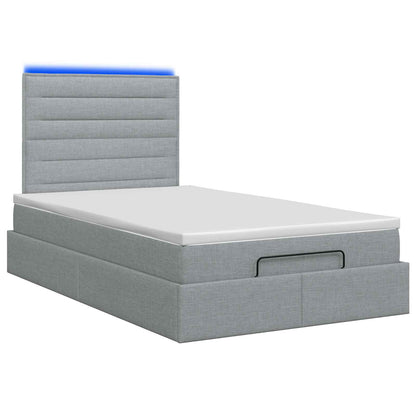 Letto Ottomano con Materasso e LED Grigio Chiaro 120 x 200 cm