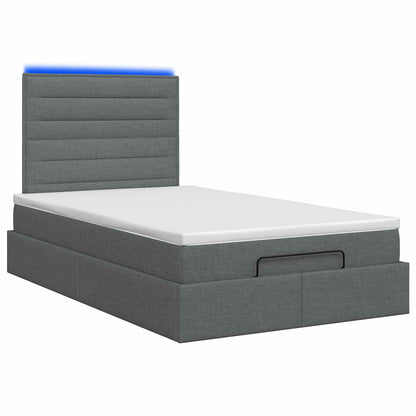 Letto Ottomano con Materasso e LED Grigio Scuro 120 x 200 cm
