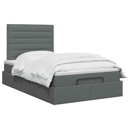Letto Ottomano con Materasso e LED Grigio Scuro 120 x 200 cm