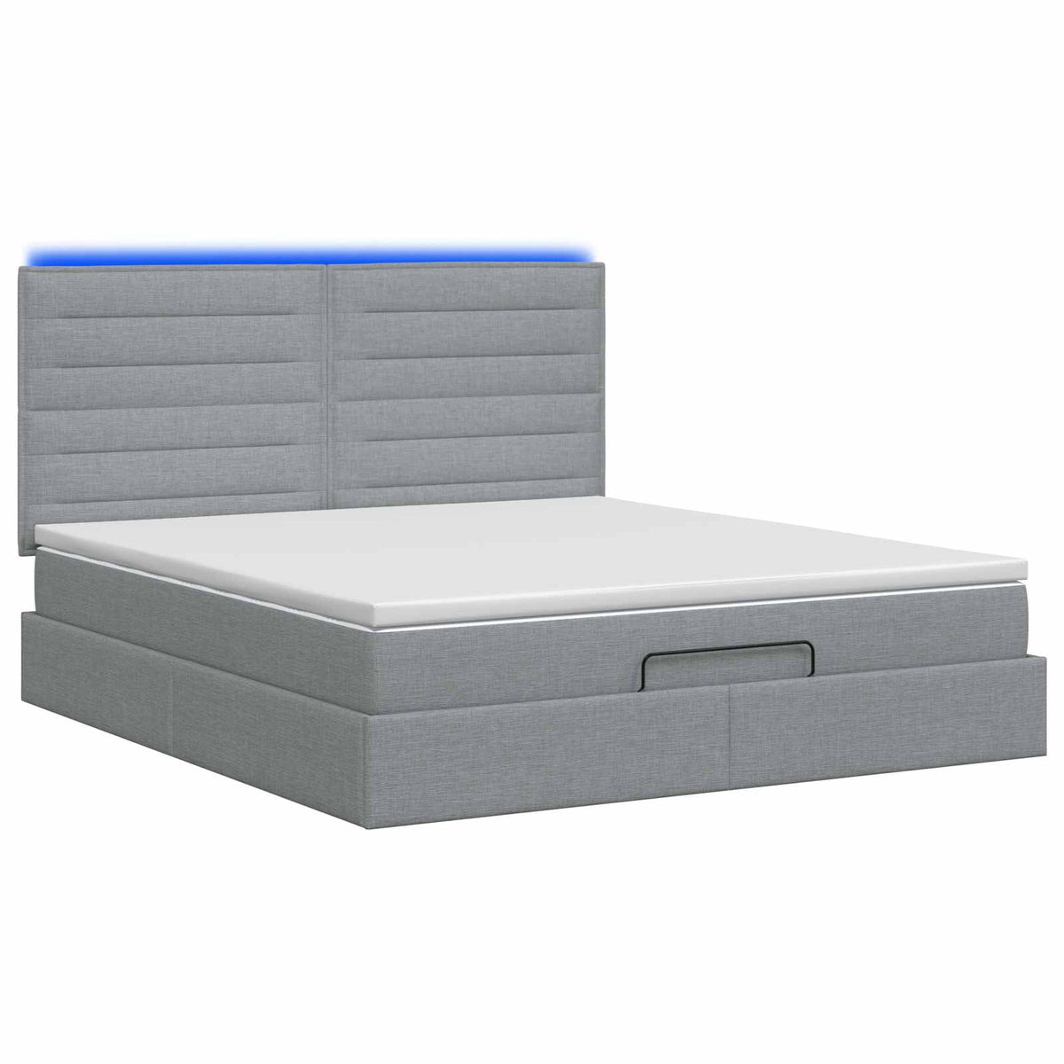 Letto Ottomano con Materasso e LED Grigio Chiaro 140 x 190 cm | homemem39