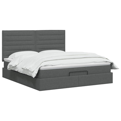 Letto Ottomano con Materasso e LED Grigio Scuro 140 x 190 cm