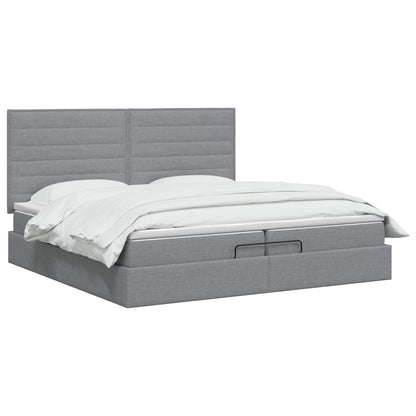 Letto Ottomano con Materasso e LED Grigio Chiaro 200 x 200 cm