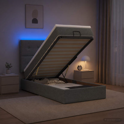 Letto Ottomano con Materasso e LED Grigio Scuro 90 x 200 cm | homemem39