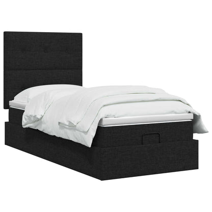Letto Ottomano con Materasso e LED Nero 80 x 200 cm Tessuto | homemem39