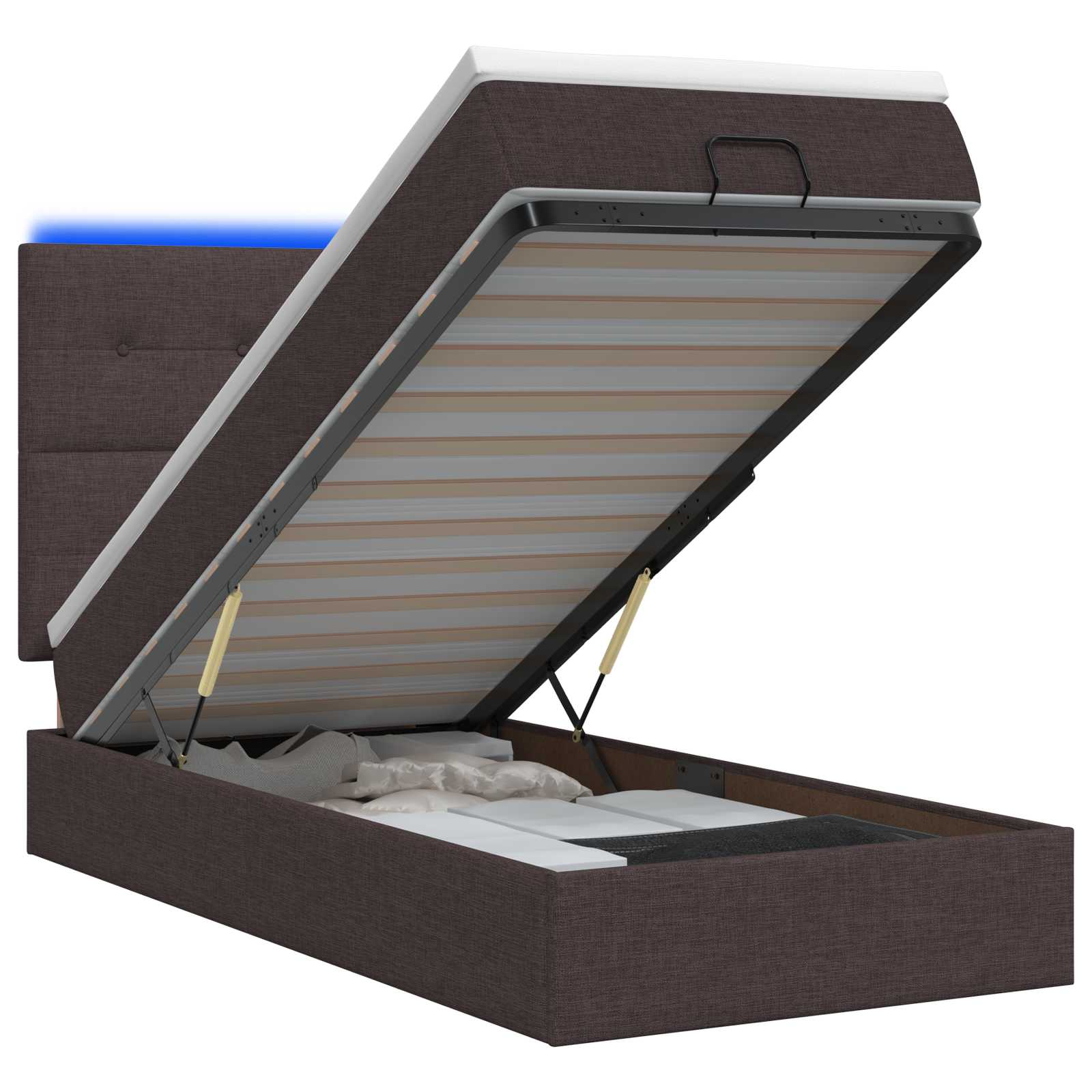 Letto Ottomano con Materasso e LED Marrone Scuro 80 x 200 cm | homemem39